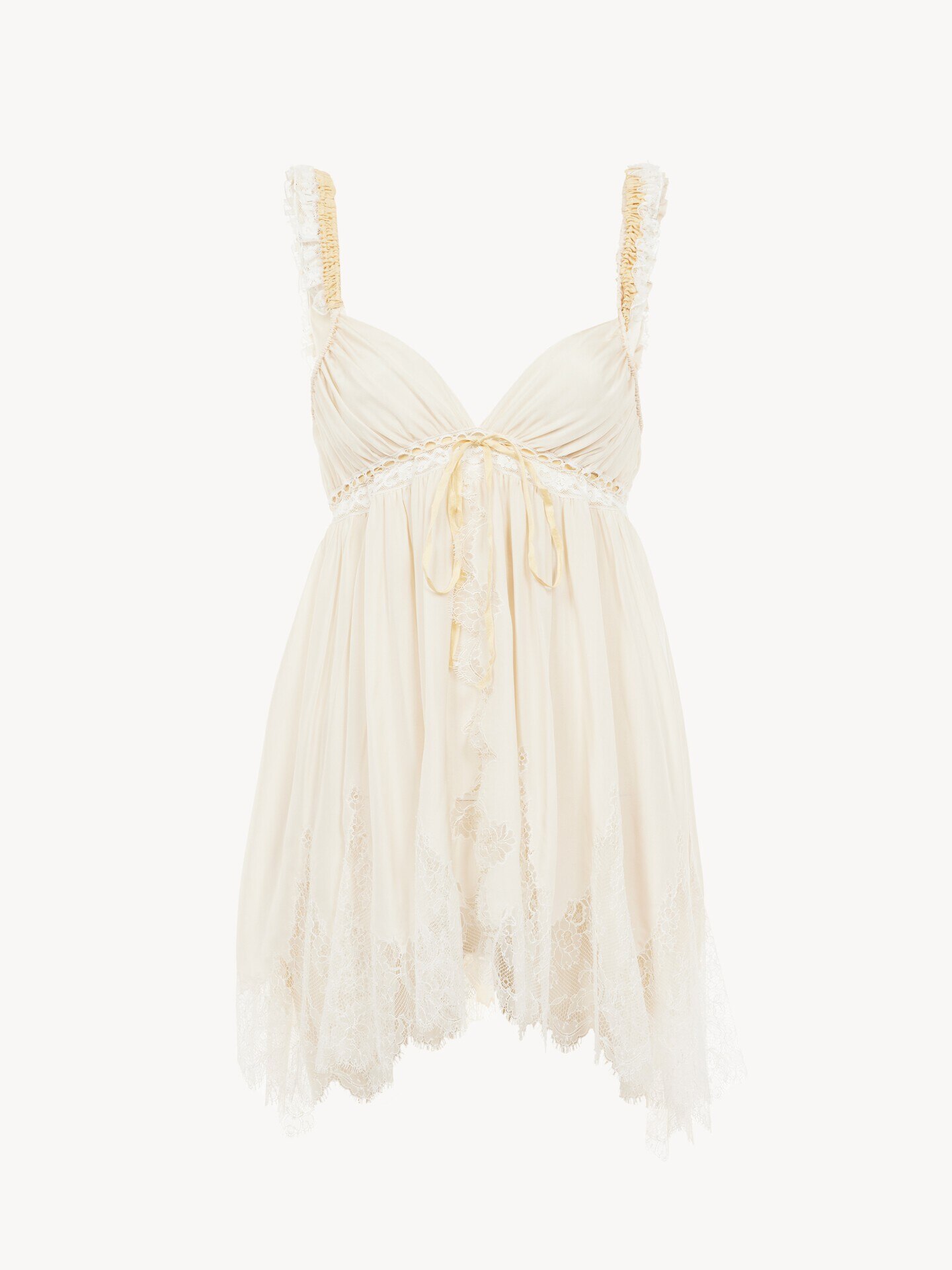 Top sin mangas de tafet&aacute;n de seda lavada y encaje - 1