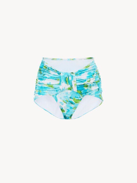 Bikinihose mit mittelhohem Taillenbund und Aqua-Blumenprint