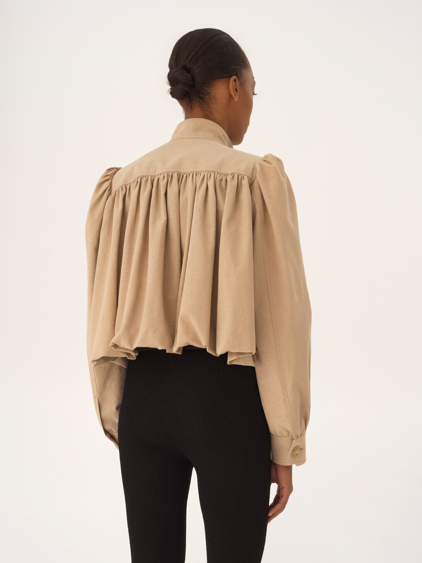 Gathered boule jacket in cotton canvas - 5.0