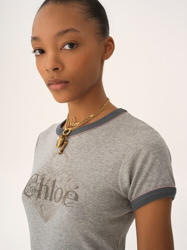 Camiseta ajustada con logotipo de jersey de algod&oacute;n - 5