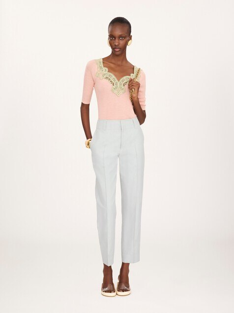 Cigarette pants in a linen-cotton mix