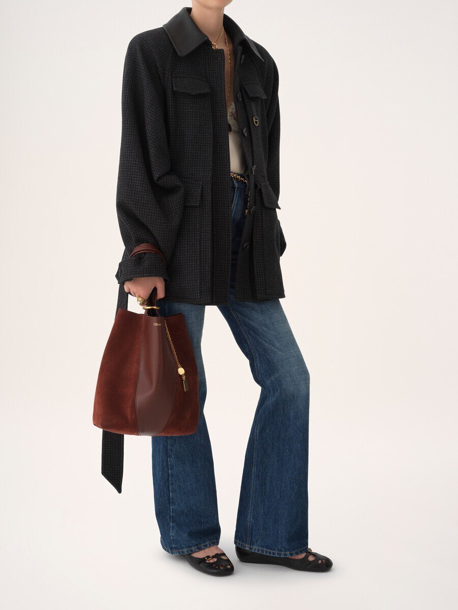 Chlo&eacute; Spin tote bag in grained & suede leather - 7