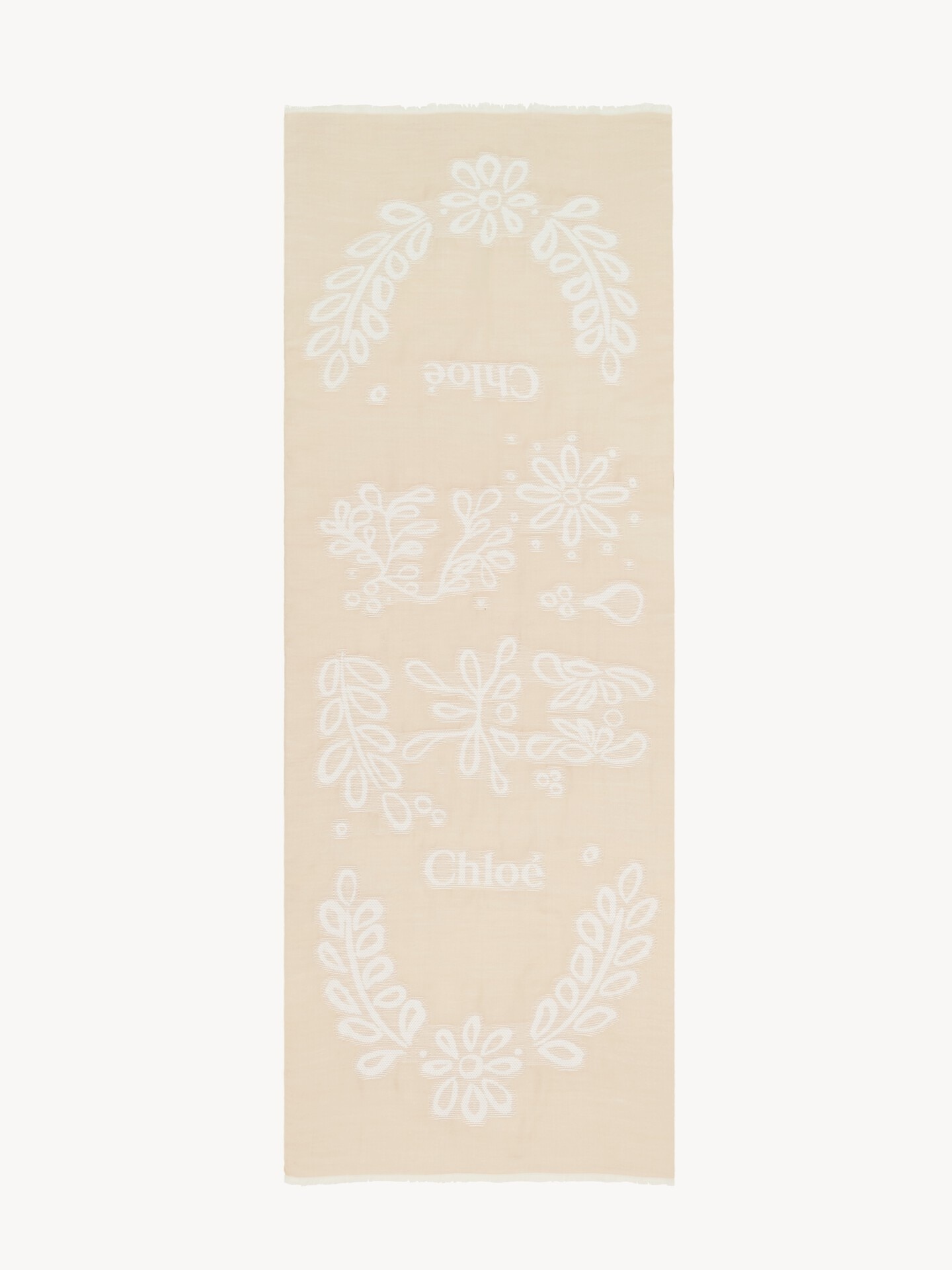 Rectangular stole in wool & silk broderie anglaise - 2