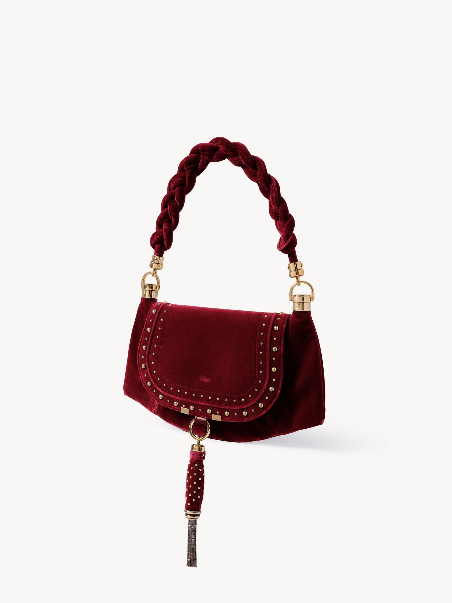 Small Marcie Foulard hobo bag in velvet with studs - 3.0