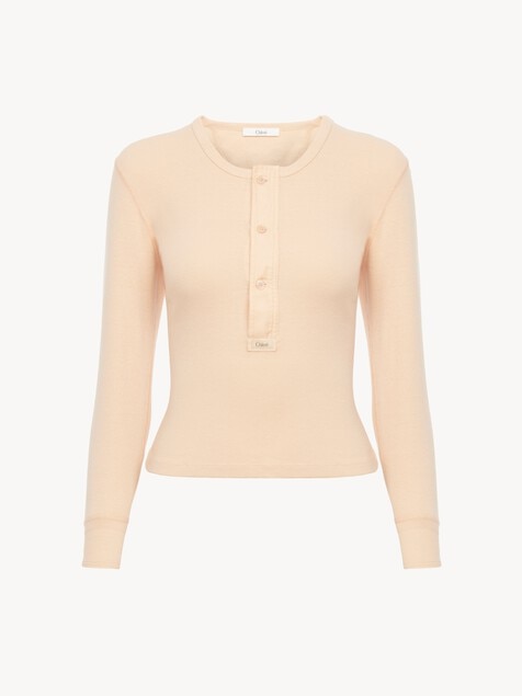 Top henley en jersey de coton