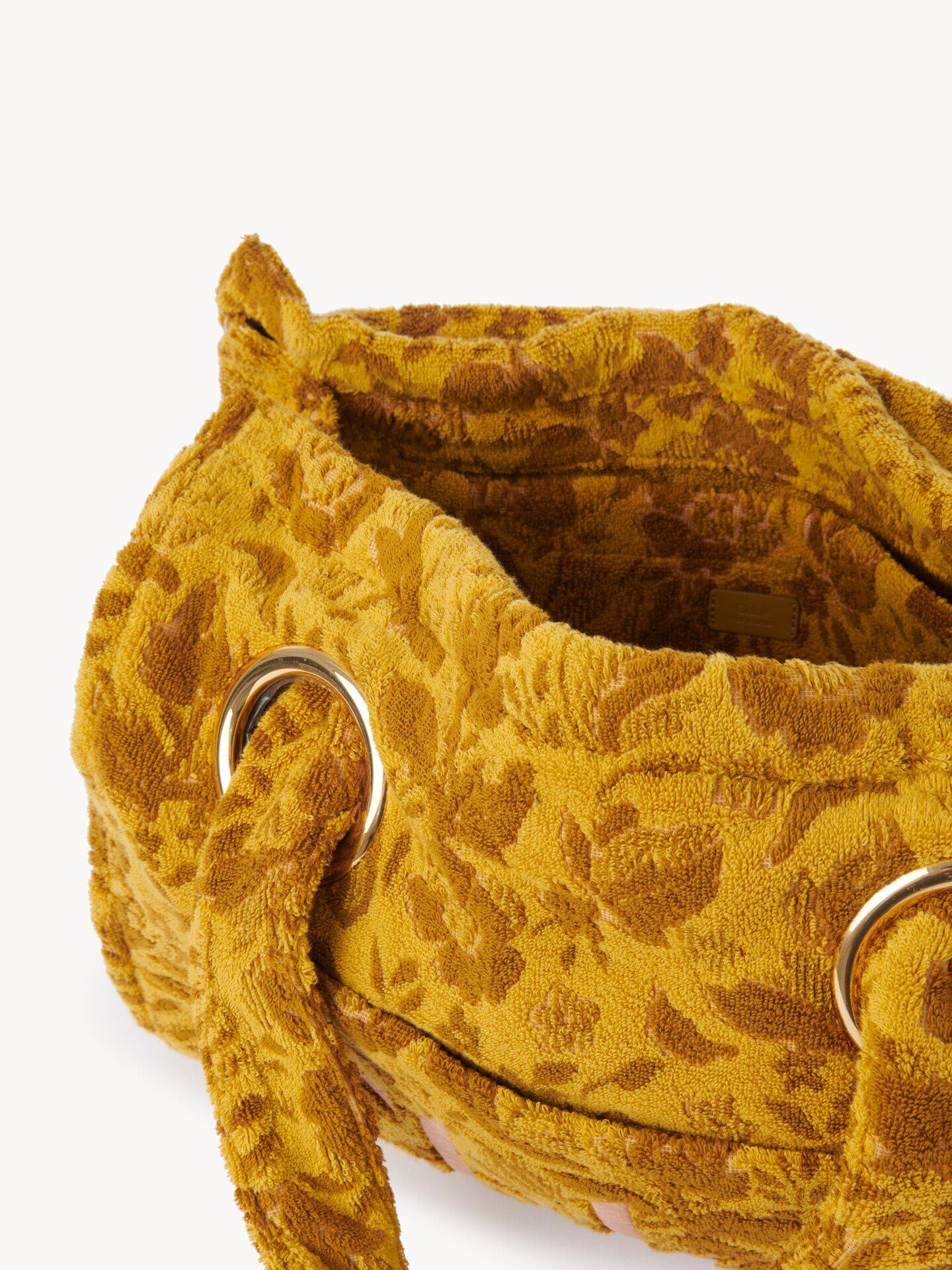 Large Chloé Plage tote bag in jacquard terry Gold Khaki Chloé