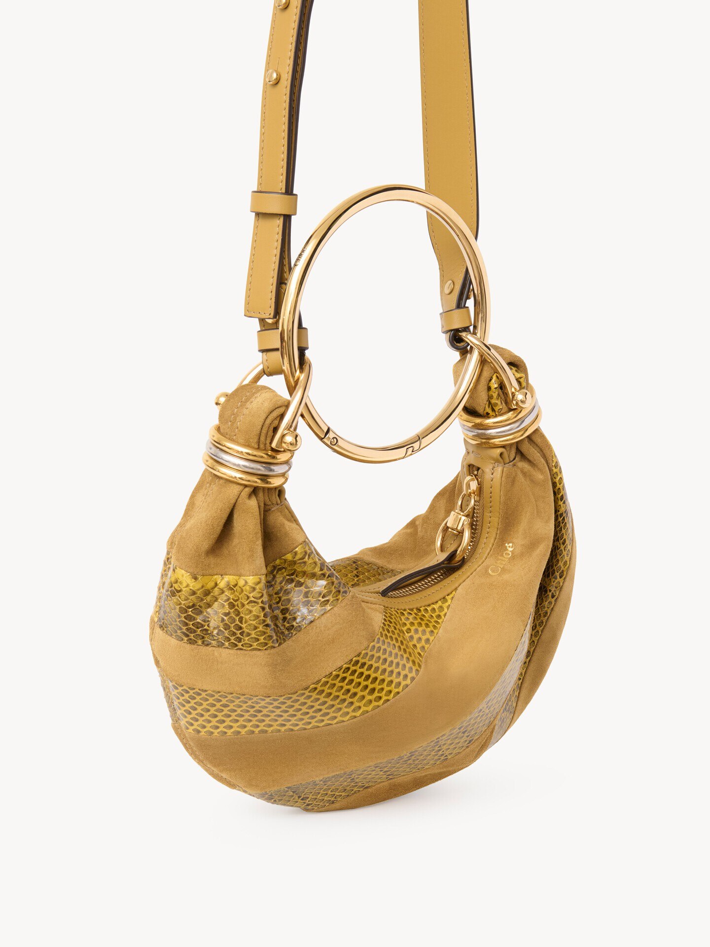 Mini Bracelet Hobo Bag aus Wildleder und Schlangenleder - 3