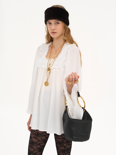 Bolso de mano Bracelet peque&ntilde;o de cuero granulado