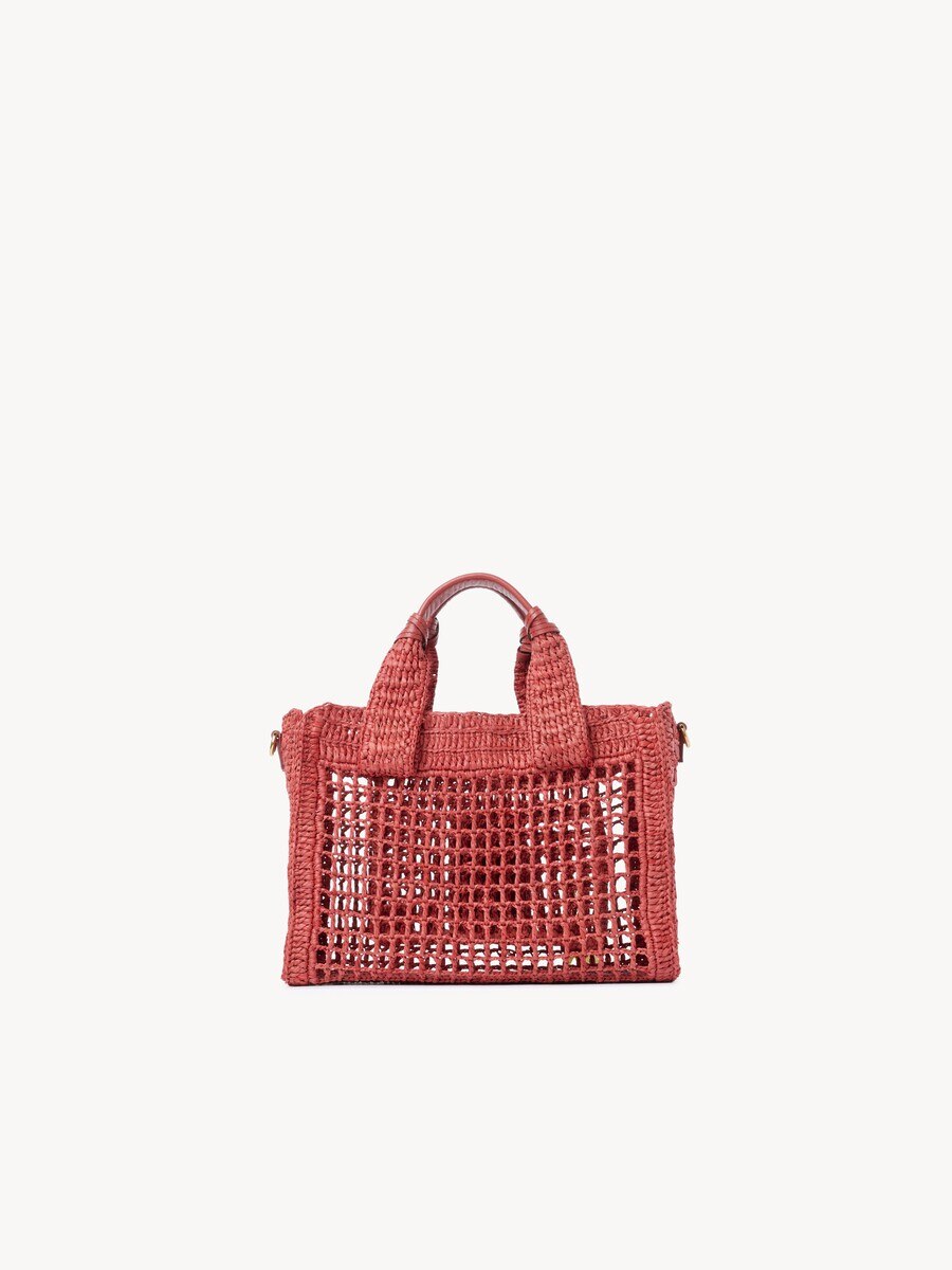 Small Summer Banana east-west tote bag with strap in raffia - 5