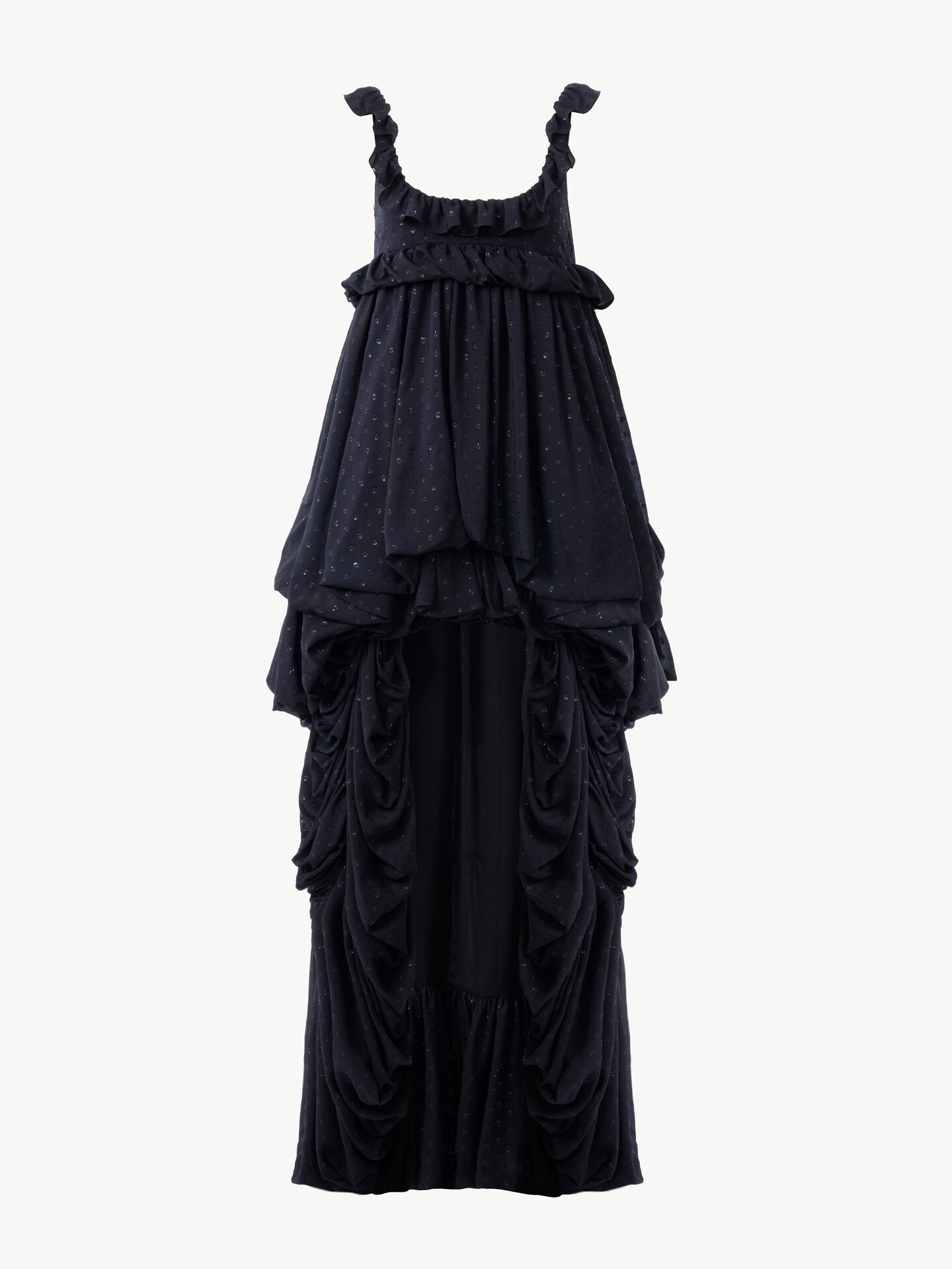 Vestido sin mangas irregular de jacquard de georgette de seda y l&uacute;rex - 2.0