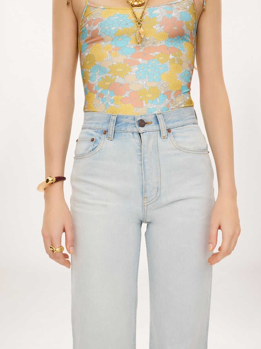 High-rise cropped jeans in denim - 6