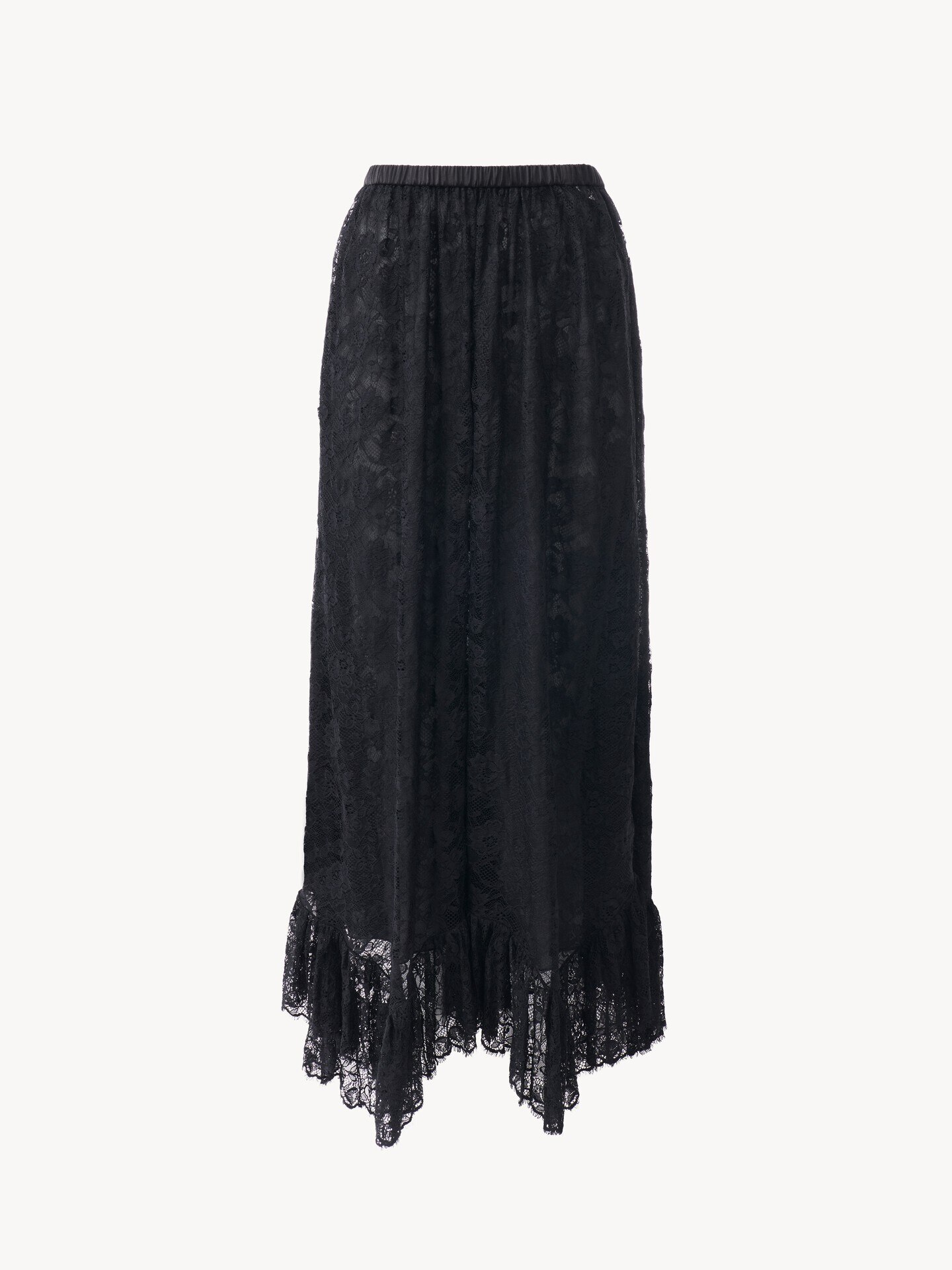 Ruffled midi skirt in floral lace jacquard - 1