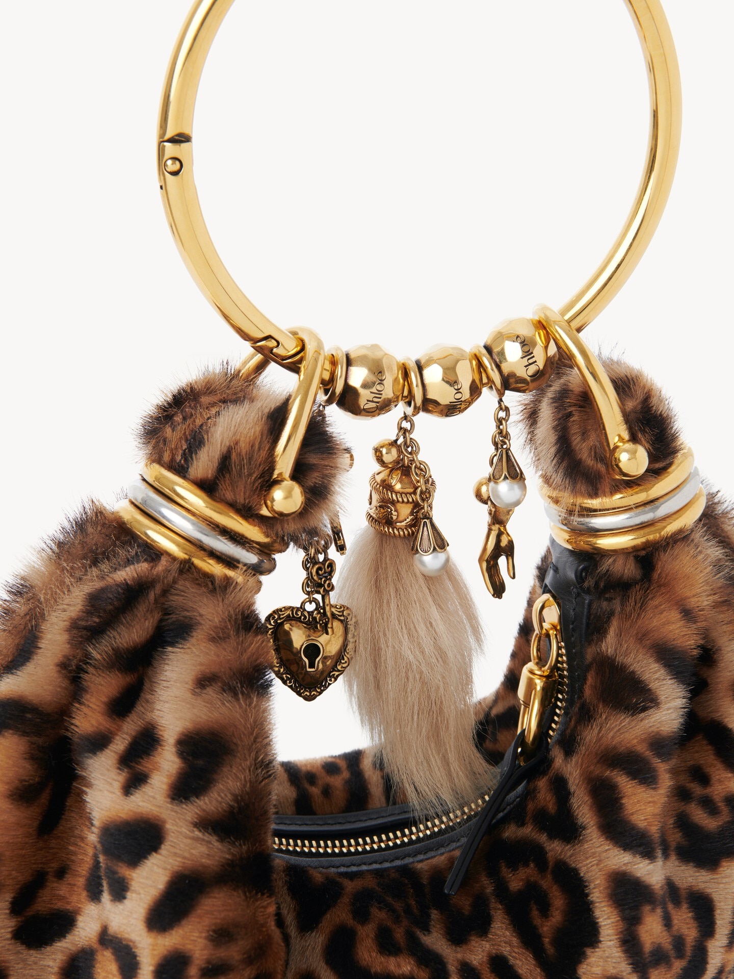 Mini Bracelet Hobo bag de cuero de borrego con estampado de leopardo - 9