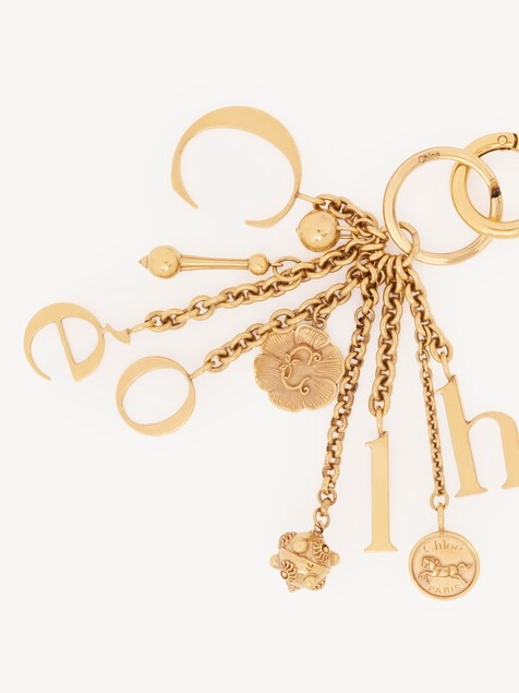 Chlo&eacute; Symbols Logo key ring bag charm in brass