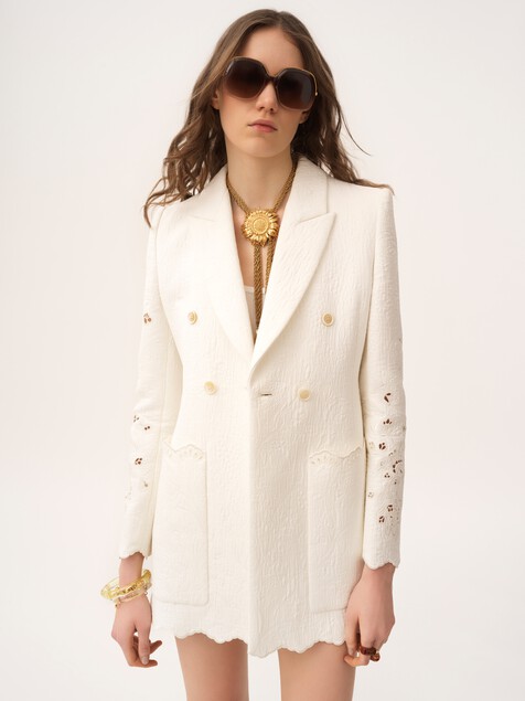 Double-breasted tailored jacket in a cotton mix