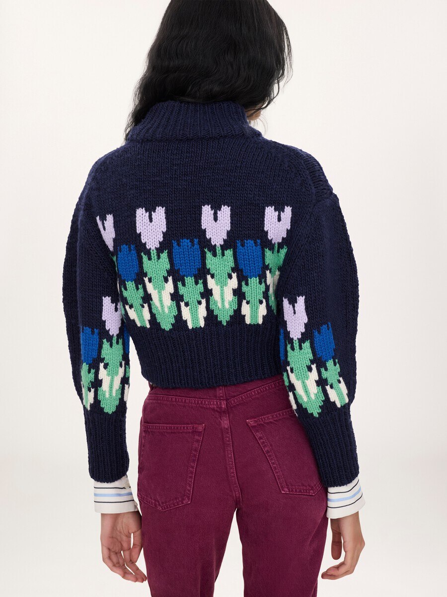Cropped mock-neck logo jumper in a wool knit - 5