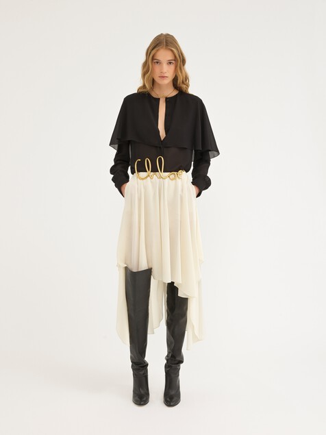 Cape blouse in silk georgette