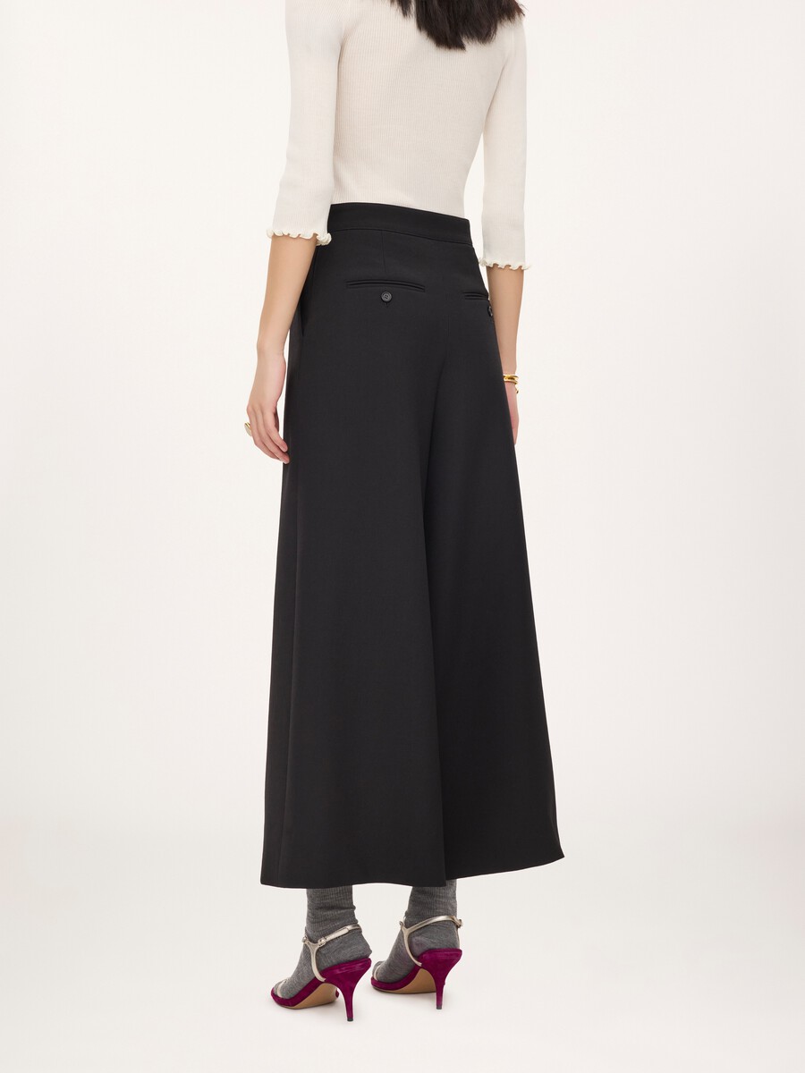 Wide-leg tailored pants in wool cr&ecirc;pe - 5