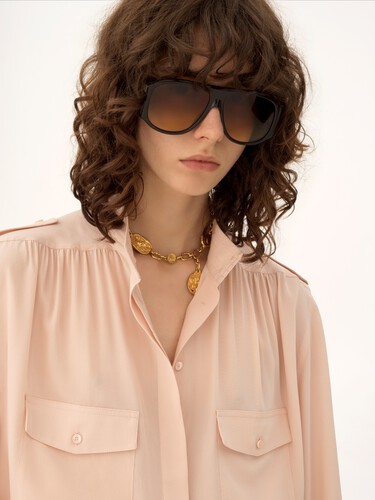 Geraffte Bluse aus Cr&ecirc;pe de Chine - 8