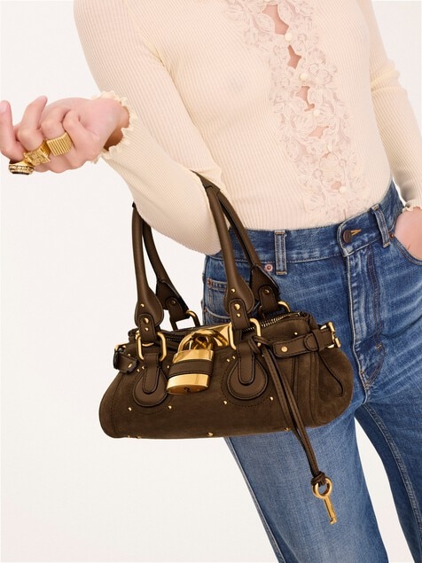 Small Paddington bag in suede leather