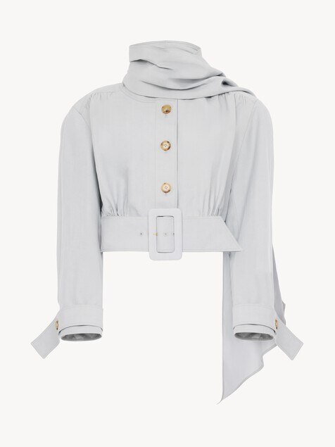 Cropped scarf jacket in a linen-cotton mix