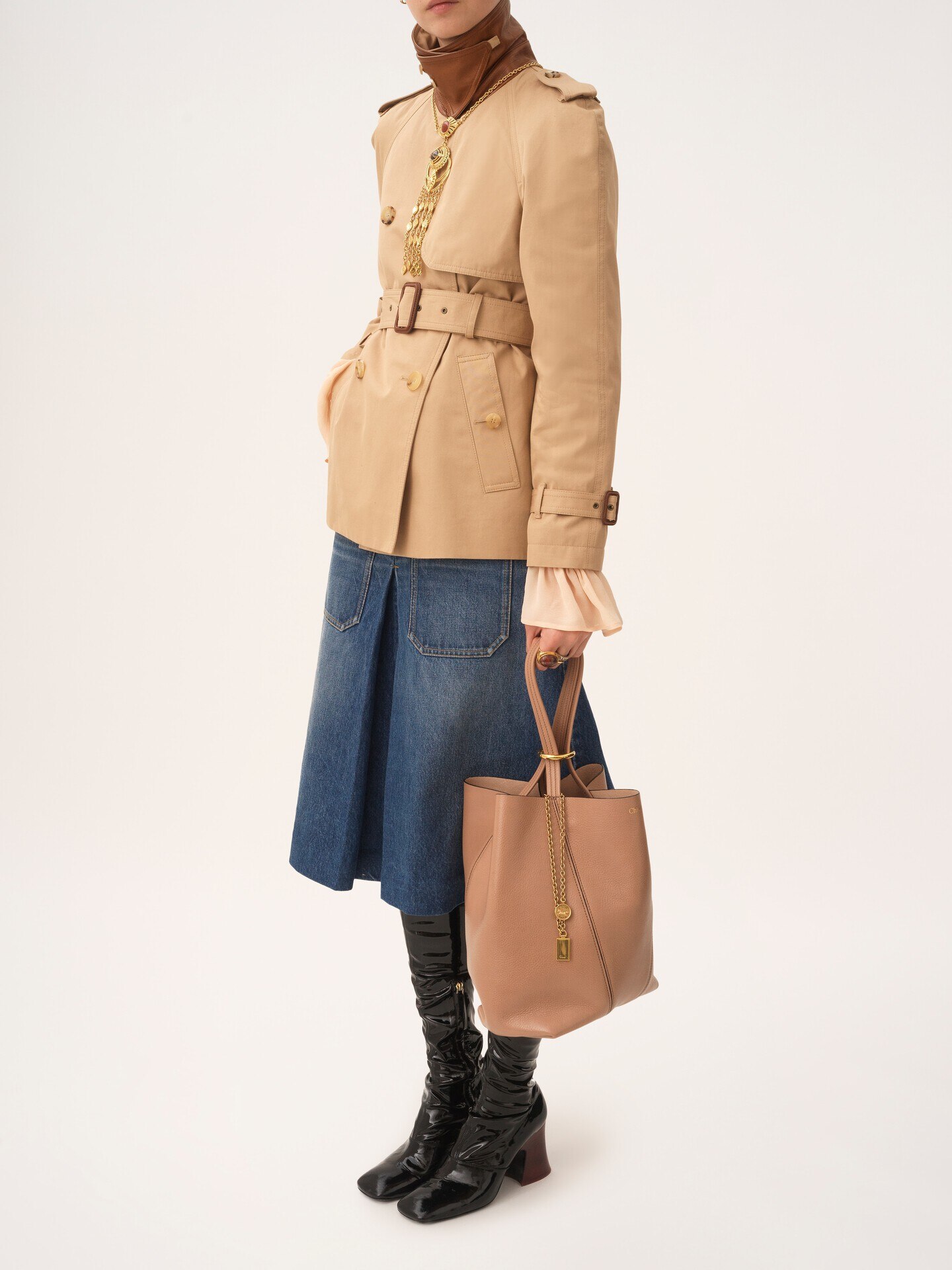 グレインレザー製Chloé Spinトートバッグ 紫 - Chloé