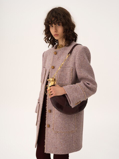 Chain Horse shoulder bag in grained leather & snakeskin