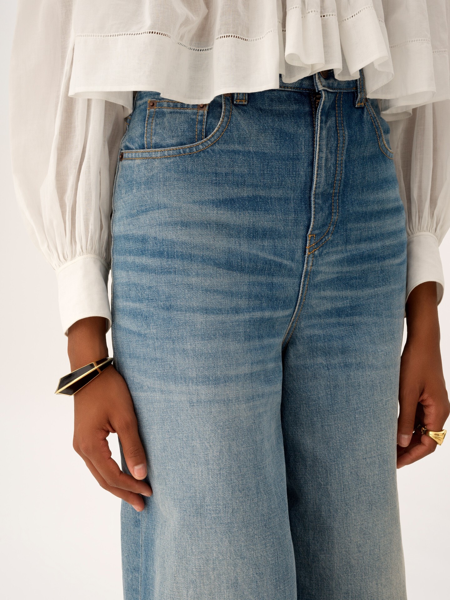 High-rise wide-leg jeans in denim - 6.0