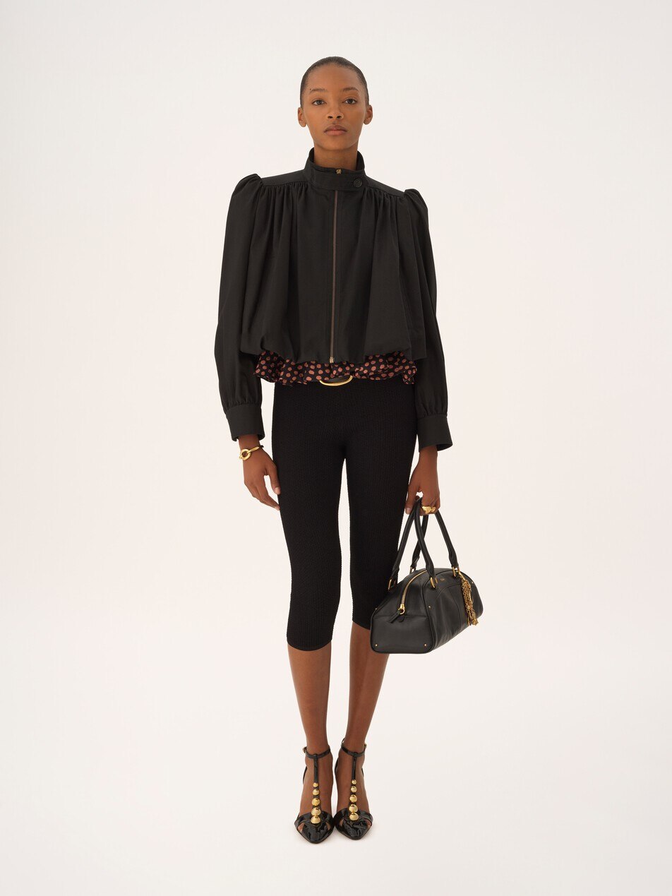 Gathered boule jacket in cotton canvas