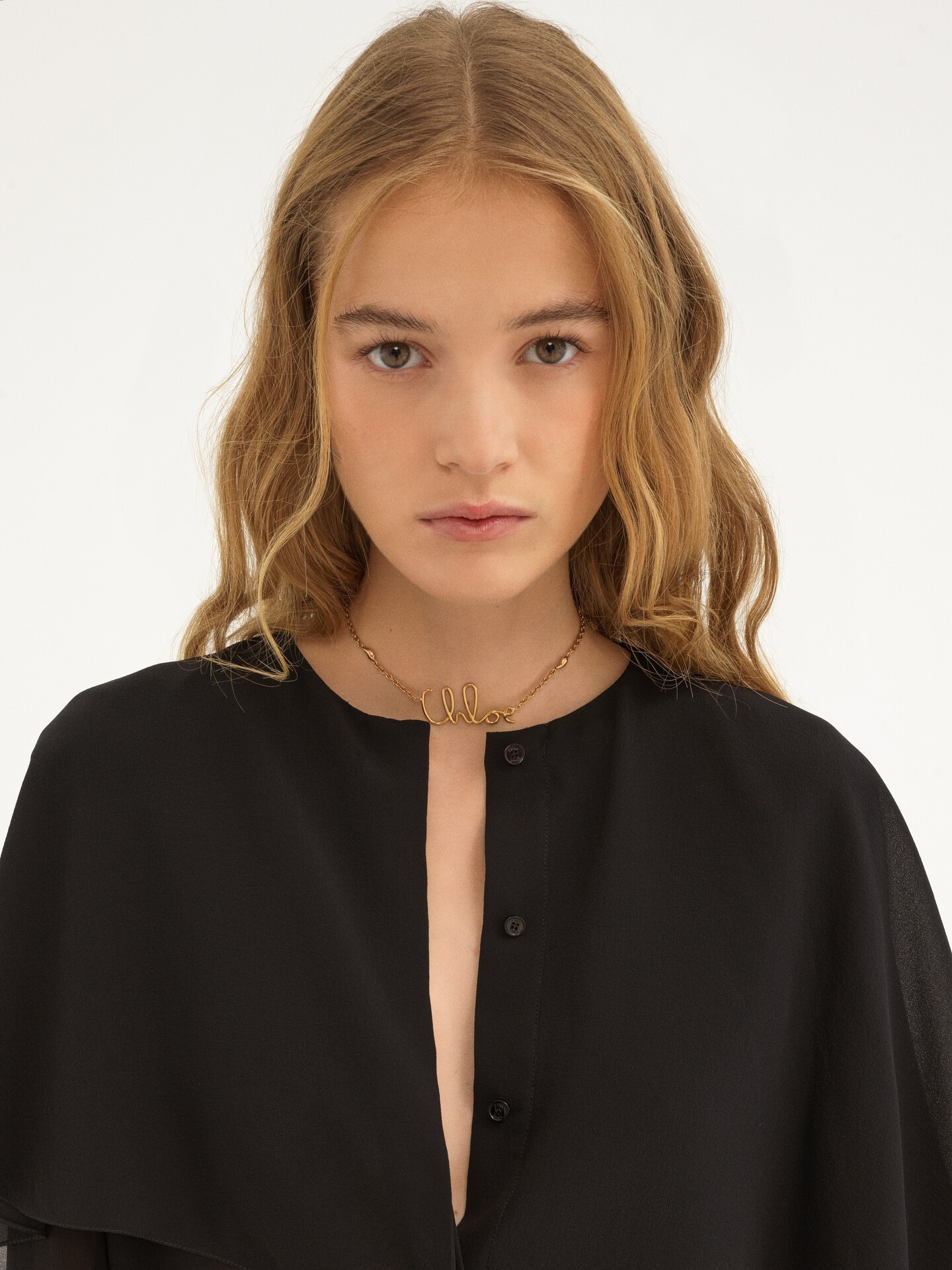 Cape blouse in silk georgette - 7