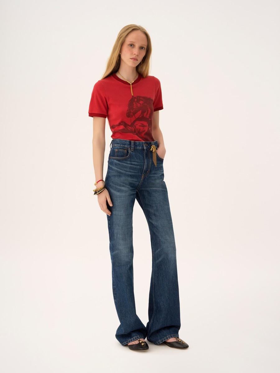 High-rise straight jeans in denim - 3