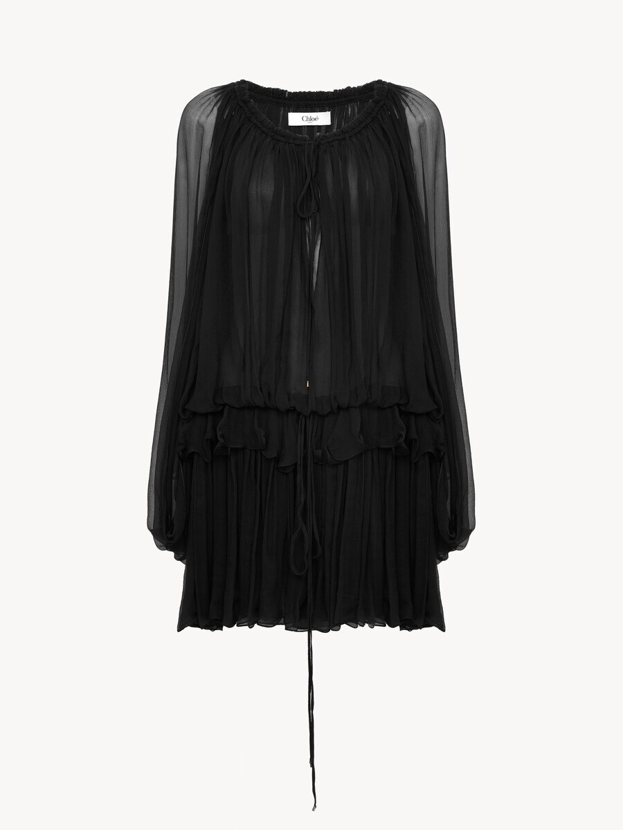 Cape-Minikleid aus Seidenmusselin - 2