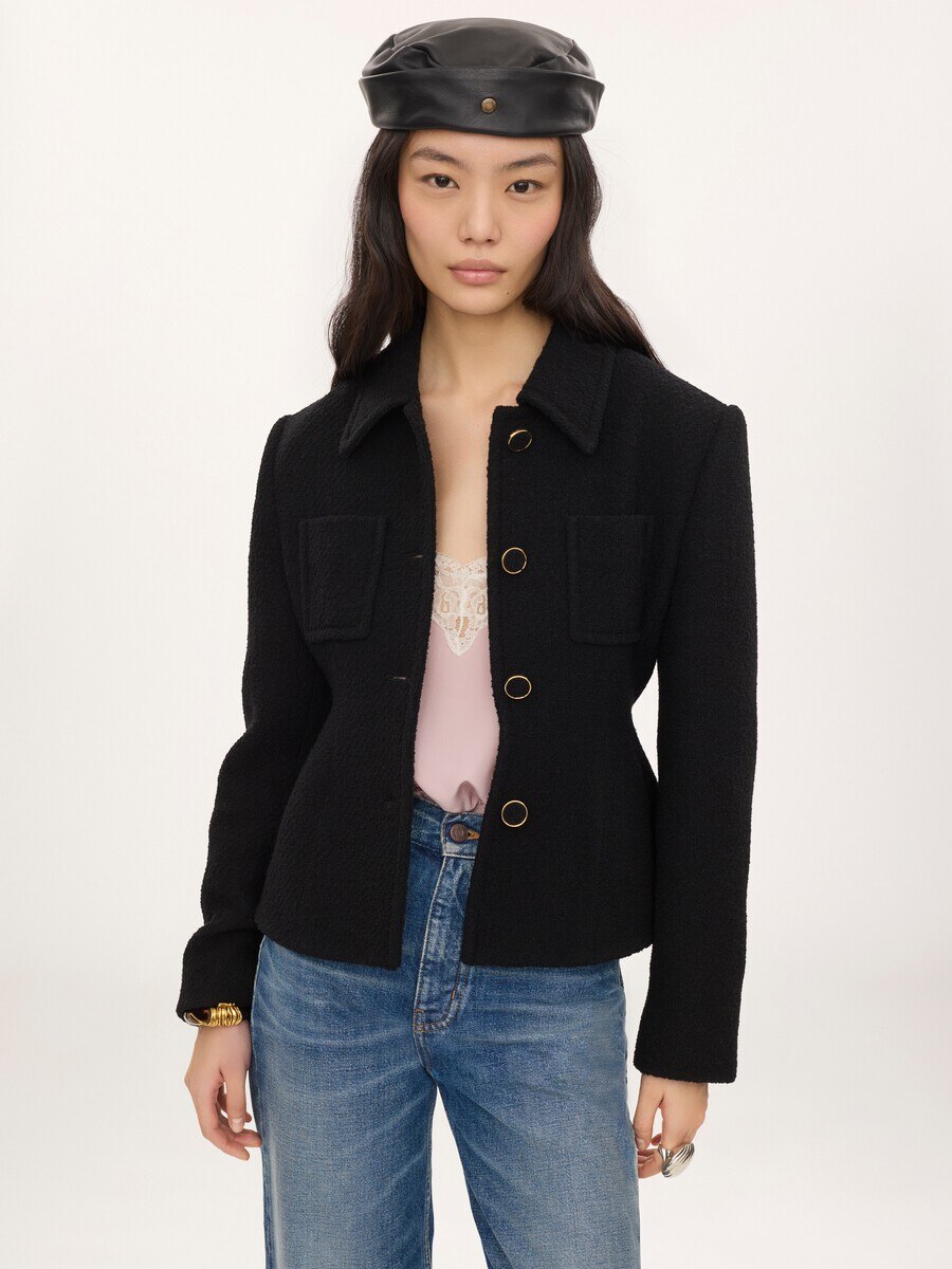 Veste blazer ajust&eacute;e en laine bouclette - 10