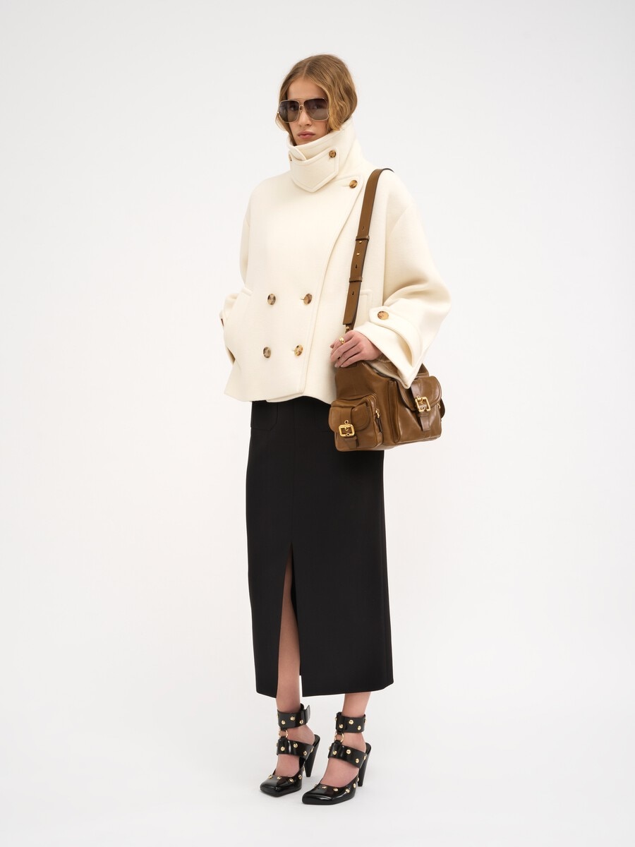 Oversized short coat in wool - 3