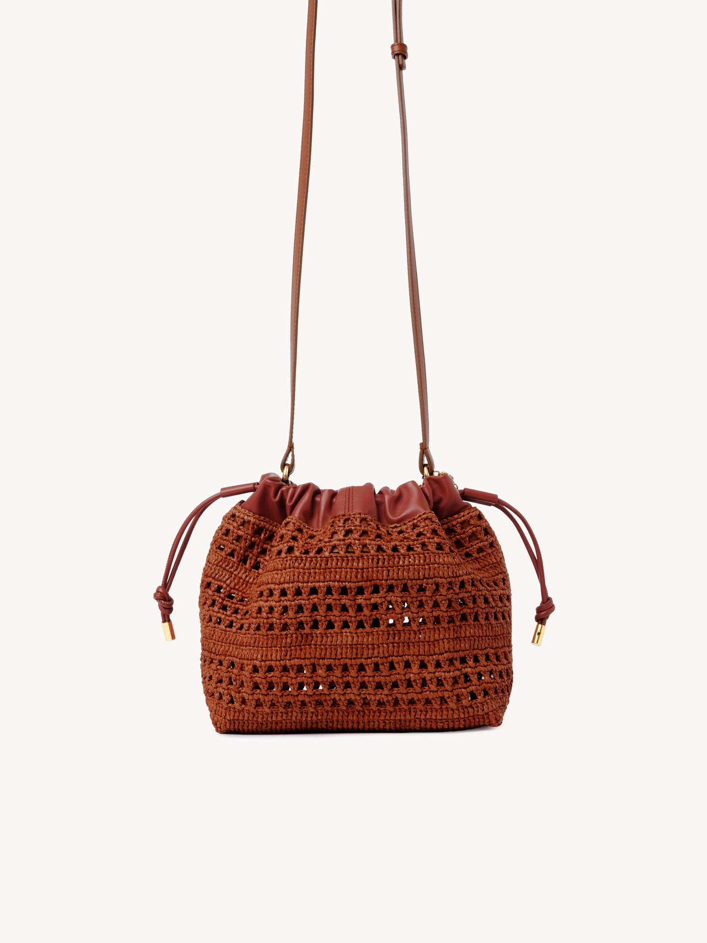 Mini Summer Banana drawstring shoulder bag in raffia - 4.0