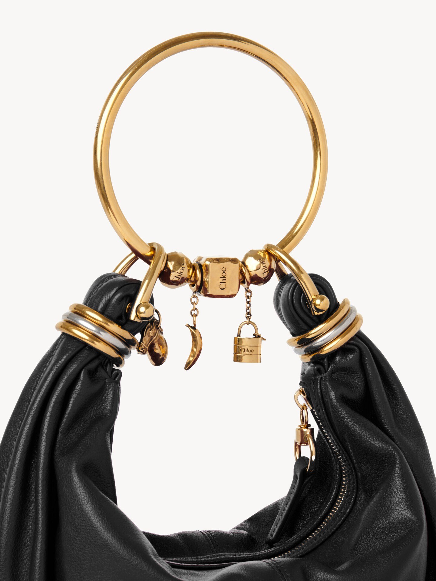 Small Bracelet Hobo bag in grained leather - 6.0