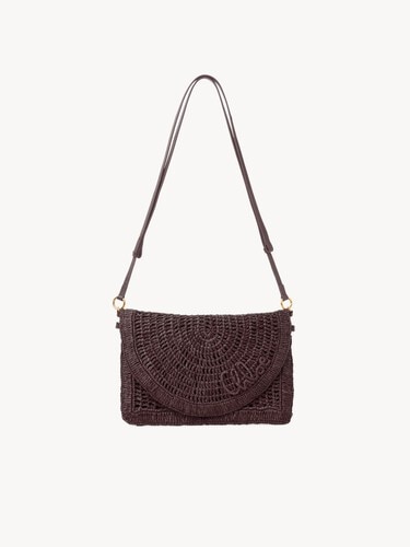 Summer Banana flat pouch with strap in raffia - 1