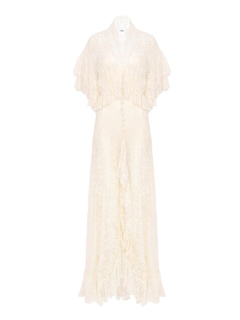 Long ruffled dress in lace