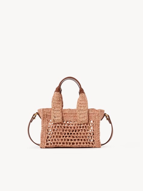Mini Summer Banana east-west tote bag in raffia