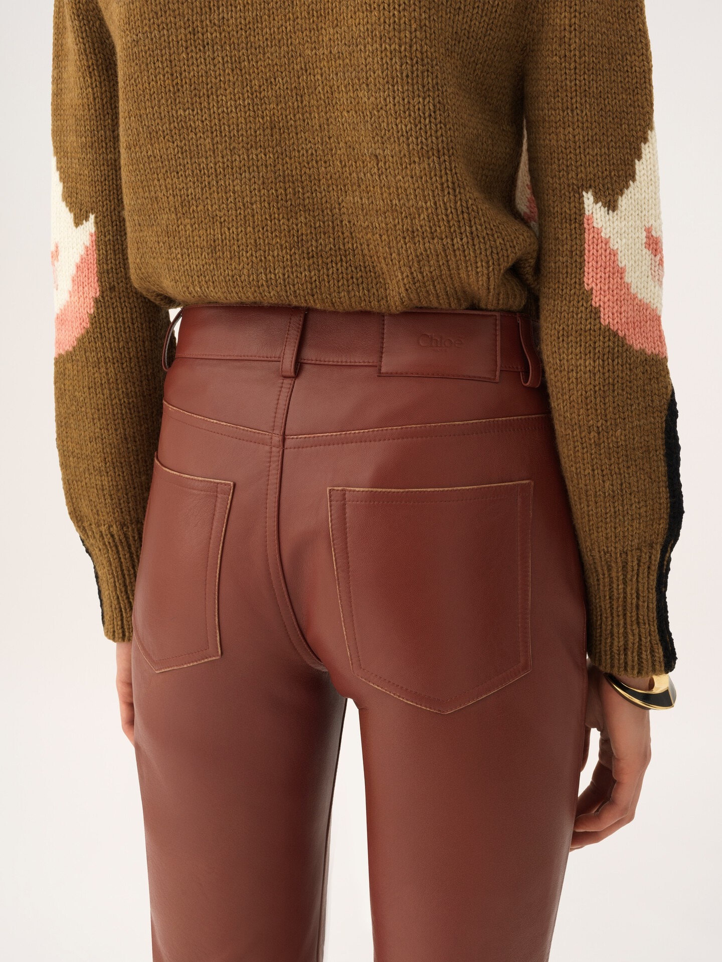 Pantalon &eacute;vas&eacute; en cuir - 6