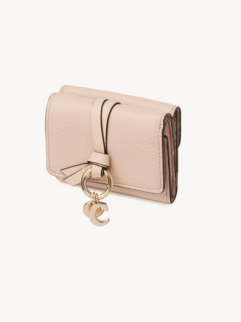 Mini Alphabet tri-fold in grained leather