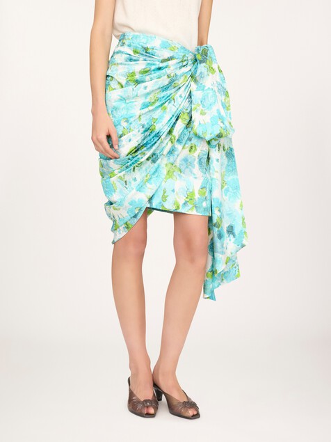 Short wrap skirt in silk jacquard
