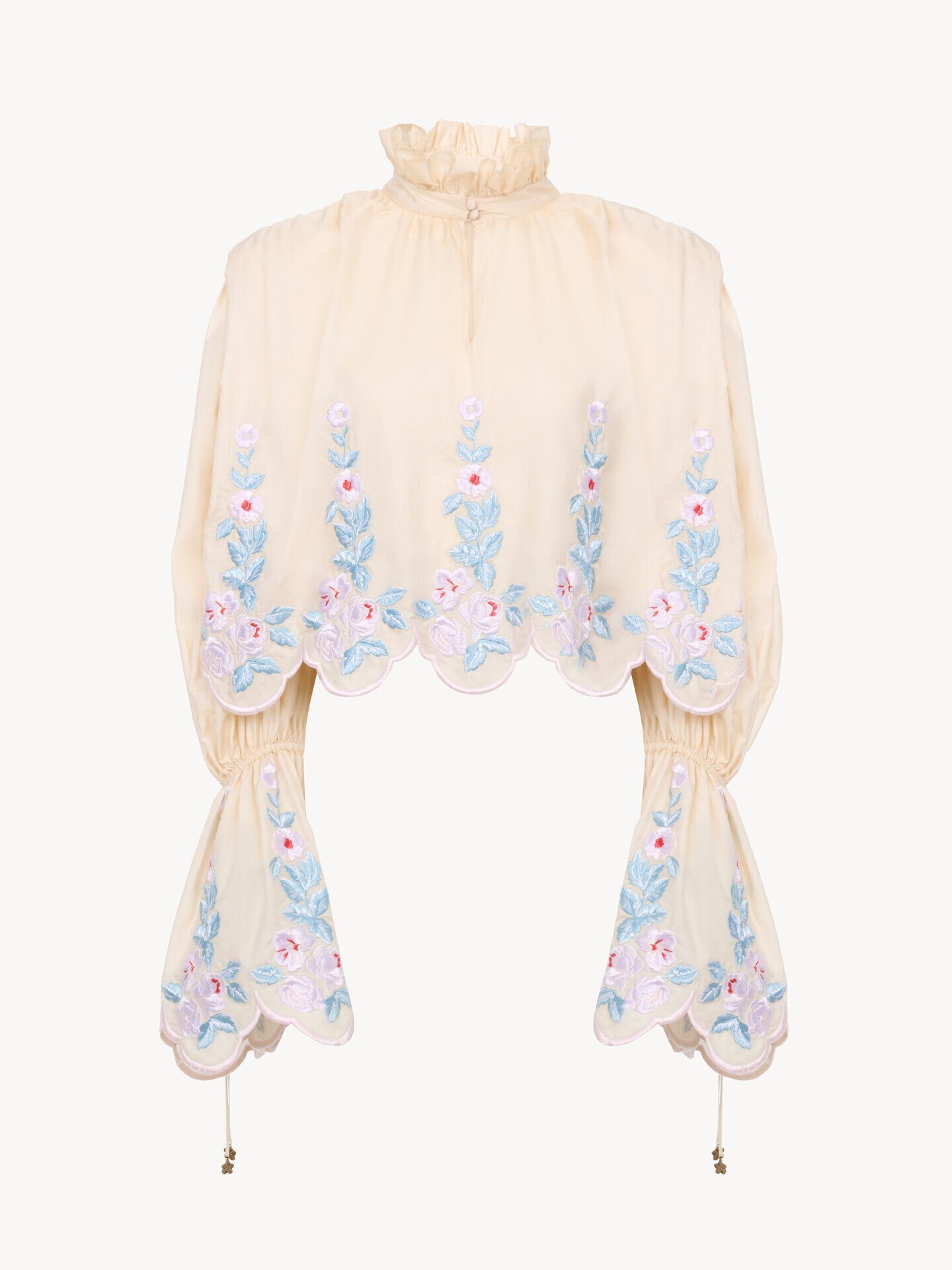 High-neck puff-sleeve top in technical taffeta - 2.0