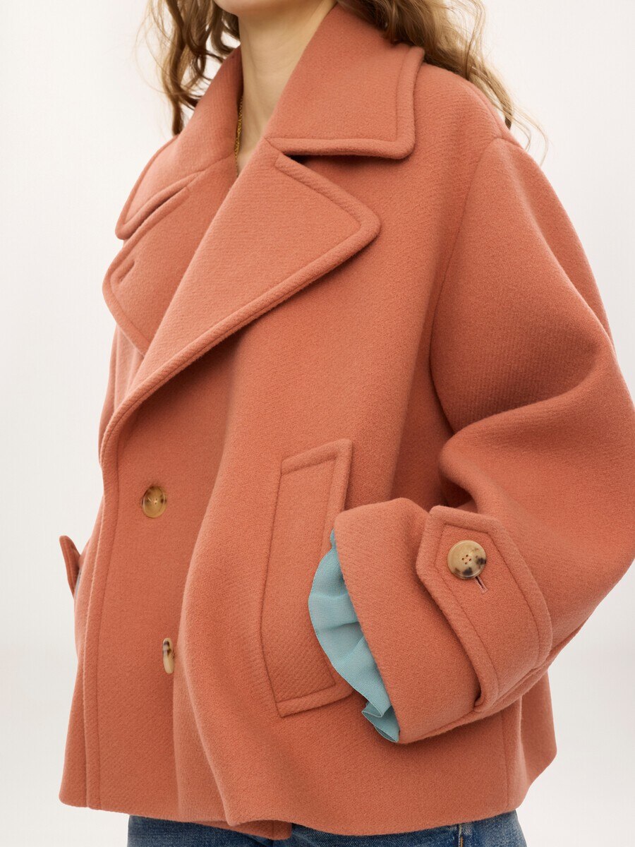 Oversized short coat in wool - 5