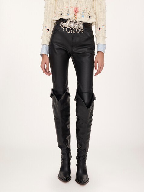 Slim trousers in leather