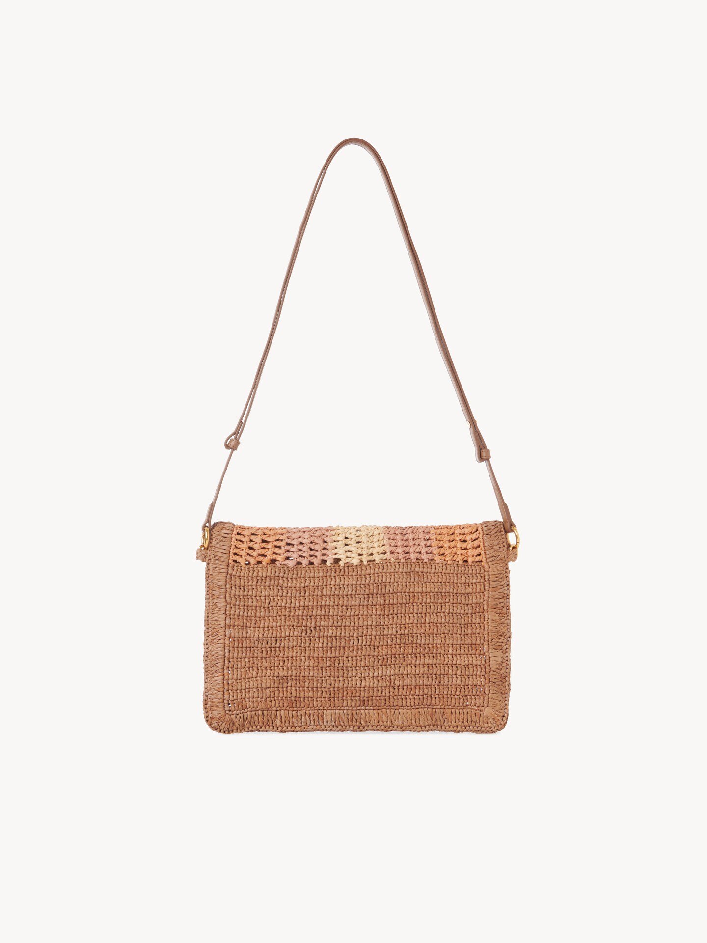Summer Banana flat pouch with strap in raffia - 3