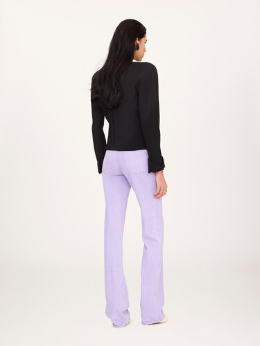 Collarless fitted jacket in wool cr&ecirc;pe - 5