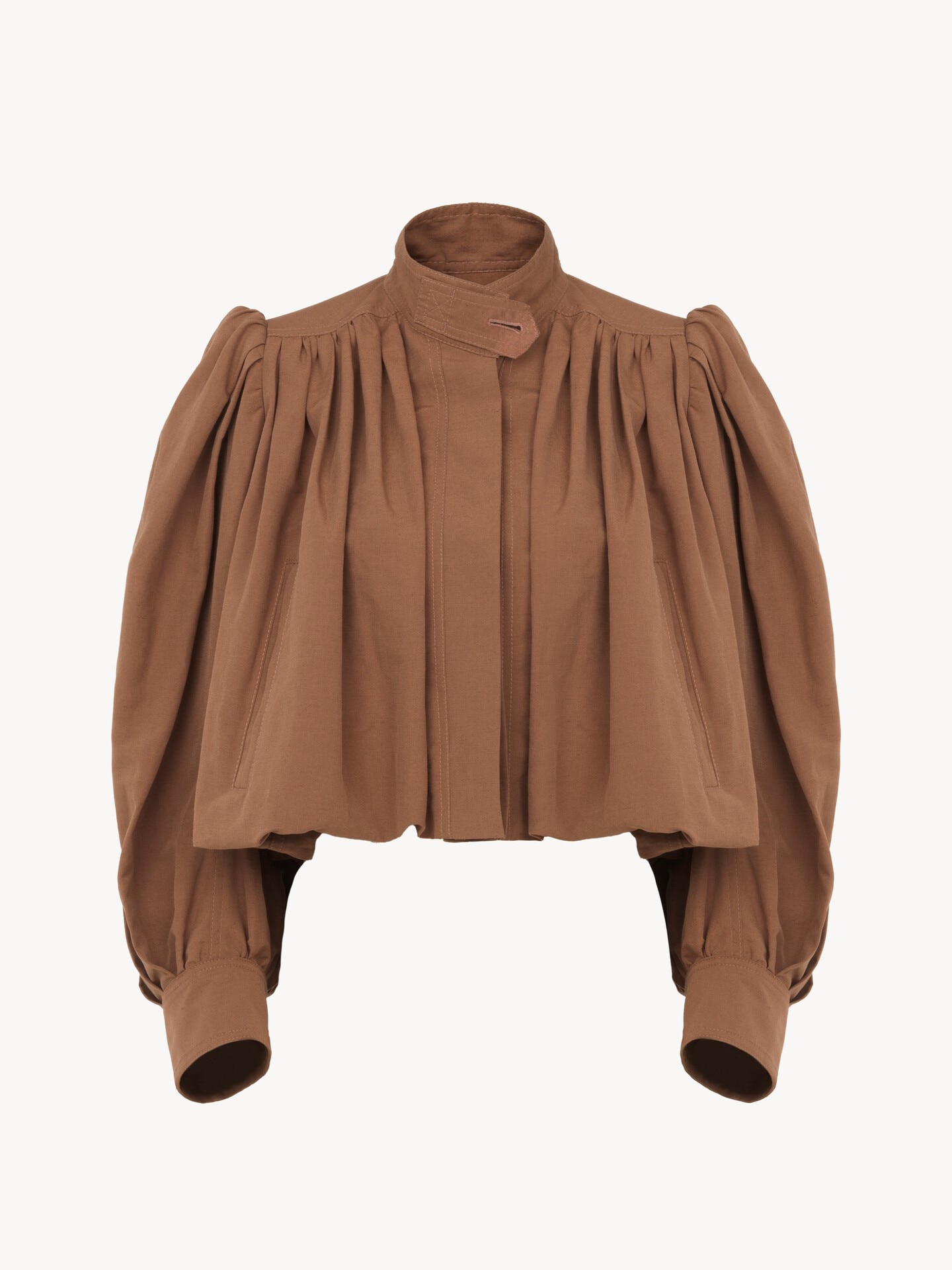 Gathered boule jacket in linen & cotton - 1