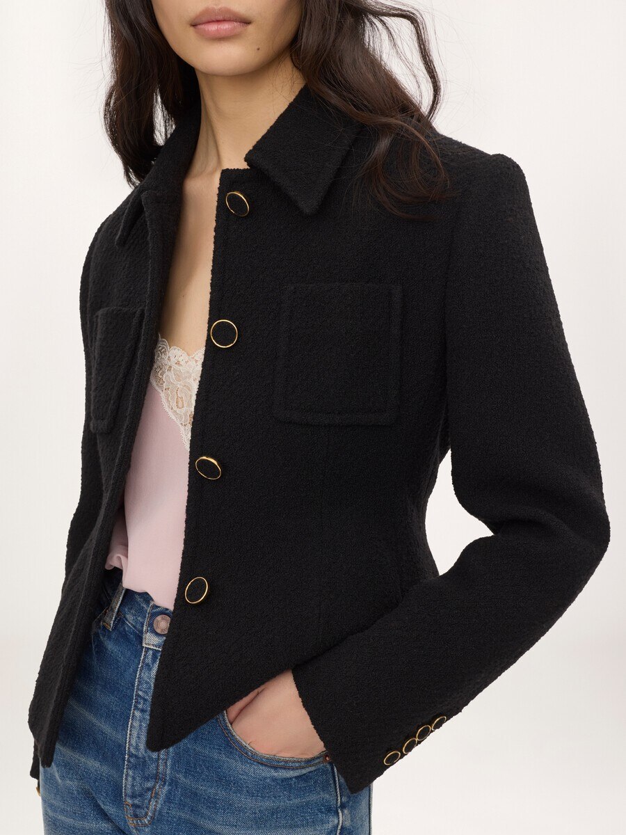 Fitted tailored jacket in wool bouclette - 8