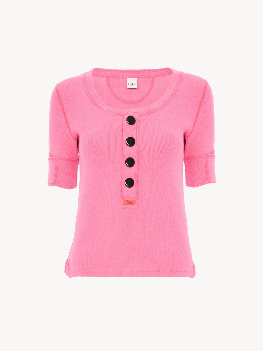Short-sleeve Henley shirt in cotton jersey - 1